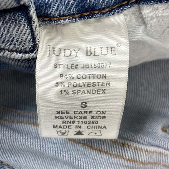 Judy Blue Distressed Hem Denim Overall Shorts JB150077 Small - Picture 9 of 12